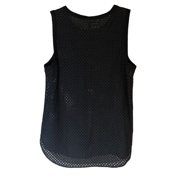 Banana Republic sleeveless black lattice top w/crewneck and front pocket - Picture 2 of 8